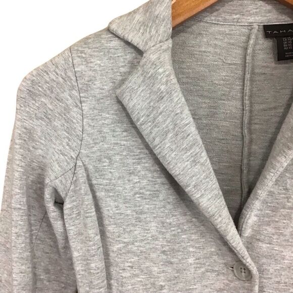 Tahari Light Gray Women's Fitted Soft Blazer Cardigan XS - Picture 3 of 12